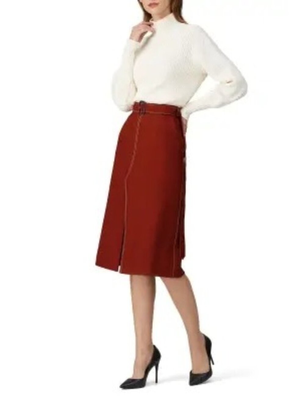 R-195. Marni Orange Tropical Wool Skirt